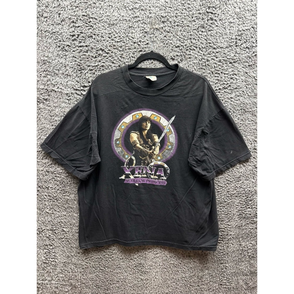 Vintage 90s Xena Warrior‎ Princess Graphic Black Shirt Black Mens Size XL